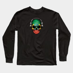 Dark Skull Deejay with Ethiopian Flag Long Sleeve T-Shirt